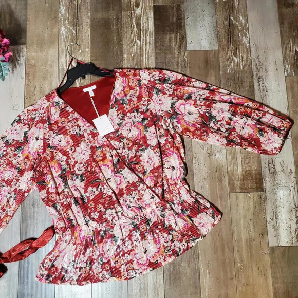 NWT Women's LC Lauren Conrad Puff Sleeve Sequin Wrap Top Size 2X - Picture 6 of 16